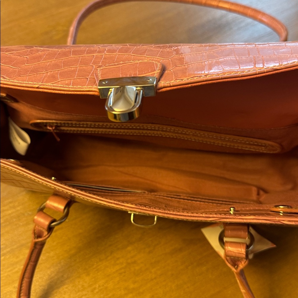 Pink Crocodile-Embossed Handbag - Picture 12 of 15